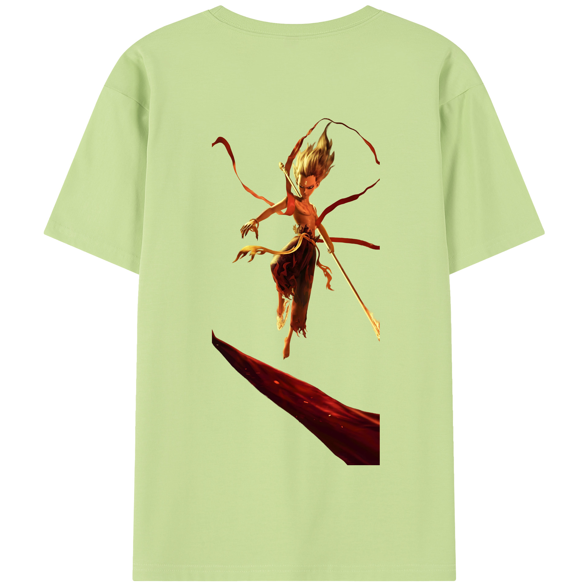 （画像用） Ne Zha 2 ナタ 魔童の大暴れ 綿100％半袖Tシャツ（背面プリント）